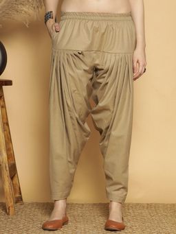 LetsDressUp - Beige Fabric Solid Tapered Salwar