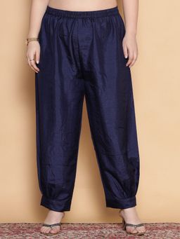 LetsDressUp - Navy Blue Fabric Solid Tapered Salwar