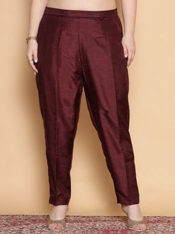 LetsDressUp - Purple Fabric Solid Straight Pant