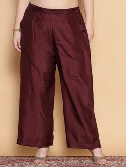 LetsDressUp - Purple Fabric Solid Wide Palazzo