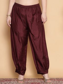 LetsDressUp - Purple Fabric Solid Tapered Salwar