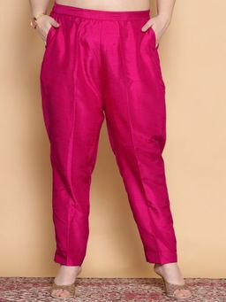 LetsDressUp - Magenta Fabric Solid Straight Pant