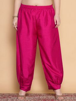 LetsDressUp - Magenta Fabric Solid Tapered Salwar