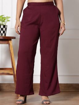 LetsDressUp - Purple Fabric Textured Wide Palazzo