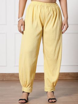 LetsDressUp - Yellow Fabric Textured Tapered Salwar