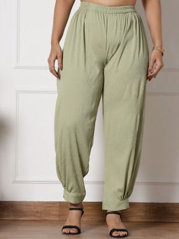 LetsDressUp - Green Fabric Textured Tapered Salwar