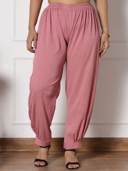 LetsDressUp - Pink Fabric Textured Tapered Salwar