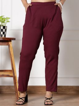 LetsDressUp - Purple Fabric Textured Straight Pant