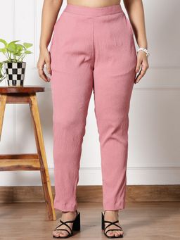 LetsDressUp - Pink Fabric Textured Straight Pant