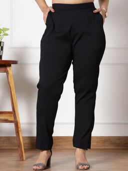 LetsDressUp - Black Fabric Textured Straight Pant