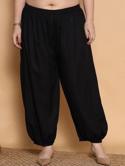 LetsDressUp - Black Fabric Solid Tapered Salwar