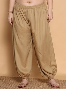 LetsDressUp - Khaki Fabric Solid Tapered Salwar