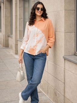Maaesa - Peach Rayon Tie & Dye Shirt