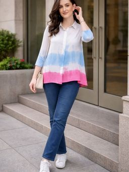 Maaesa - Blue Rayon Tie & Dye Shirt