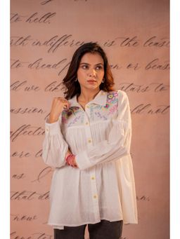 Juniper - White Cotton Printed Tunic