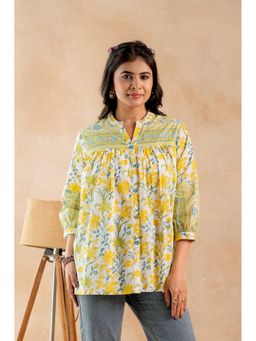 Juniper - Off White Cotton Floral Tunic
