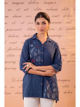 Juniper - Blue Cotton Embroidered Tunic