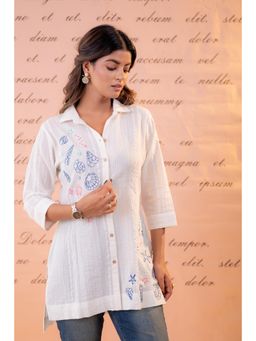 Juniper - White Cotton Embroidered Tunic