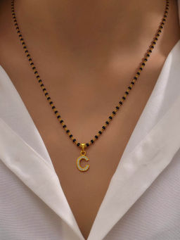 Digital Dress Room - C Letter Short Initial Pendant Mangalsutra