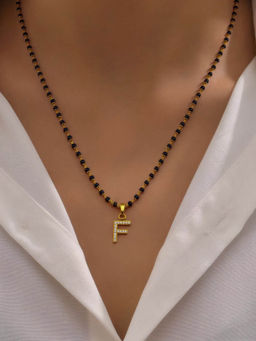 Digital Dress Room - F Letter Short Initial Pendant Mangalsutra