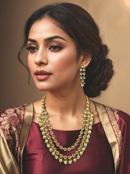 Kalakrith Milano - Women Meenakari Kundan Studded Layered Necklace Set