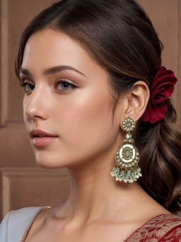 Kalakrith Milano - Women Kundan Studded Flower Mother Of Pearl Earrings