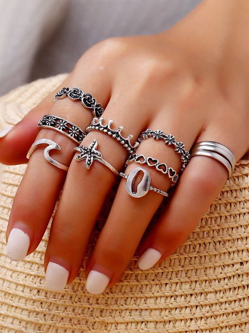 Yellow Chimes Silver Oxidised Knuckle Rings set