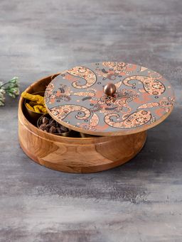 Nestroots - Allure Teak Wood Masala Box - Brown