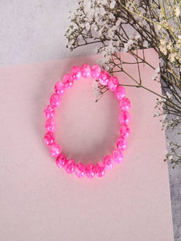 NVR - Unisex Pink Marble Crystal Beaded Elasticated Bracelet