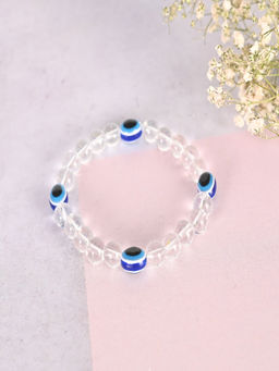 NVR - Unisex Evil Eye Transparent Beaded Elasticated Bracelet