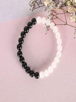 NVR - Unisex Black & White Marble crystal Elasticated Bracelet