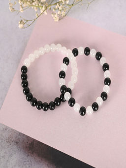 NVR - Unisex White & Black Marble Crystal Elasticated Bracelet