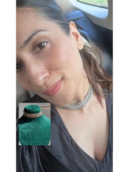 AMOSSH - White Anti Tarnish Rhinestone Zircon Studded Choker