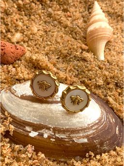 AMOSSH - White Waterproof, 18k Gold Plated - Ariel Earrings