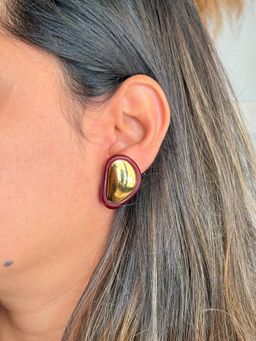 AMOSSH - Red Waterproof, 18k Gold Plated - Arima Earrings