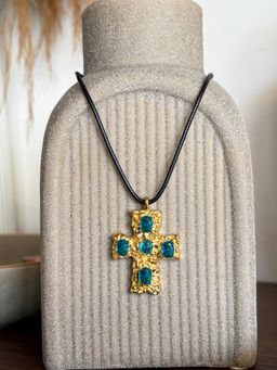 AMOSSH - Aqua Waterproof, Cross Christian Religion Studded Necklace