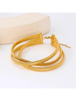 AMOSSH - Gold Waterproof, Triple Coiled Statement Choker Necklace