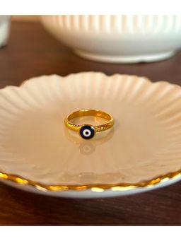 AMOSSH - Blue Waterproof, Anti Tarnish Evil Eye Ring ( US 7 )