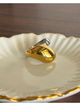 AMOSSH - Gold Waterproof, Anti Tarnish Chunky Adjustable Ring ( US 7 - US 8 )