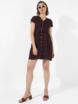 PINACOLADA - Women Printed Maroon Regular Fit Dress