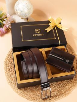 ZEVORA - Men Accessory Reversiable Belt & Wallet - Brown