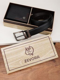 ZEVORA - Men Accessory Reversiable Belt & Wallet - Black