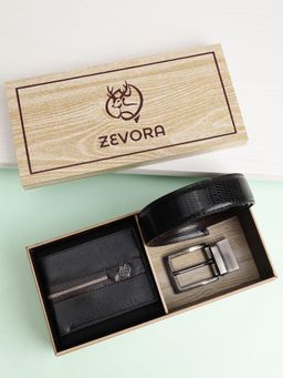 ZEVORA - Men Accessory Reversiable Belt & Wallet - Black