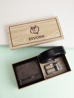 ZEVORA - Men Accessory Reversiable Belt & Wallet - Black