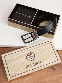 ZEVORA - Men Accessory Reversiable Belt & Wallet - Black