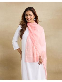 Fabindia - Pink Cotton Silk Blend Chikankari Stole