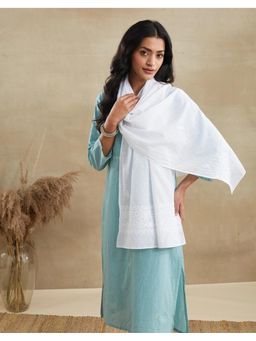 Fabindia - White Cotton Chikankari Stole