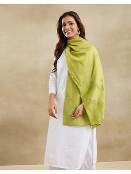 Fabindia - Green Cotton Silk Chikankari Stole