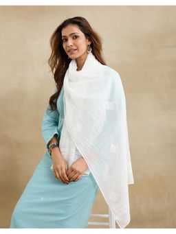 Fabindia - White Cotton Silk Chikankari Stole