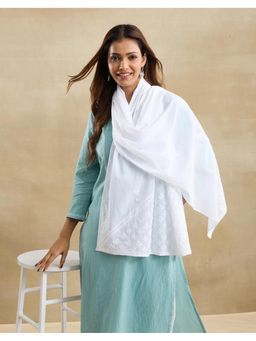 Fabindia - White Cotton Chikankari Stole